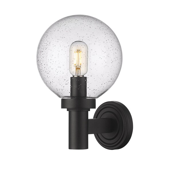 Z-Lite Laurent Outdoor Wall, 1-Light, 8 In.W x 9 In.L x 12.5 In.H, Black/Clear Seedy 599M-BK - main